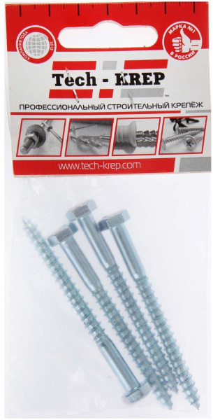 Шуруп сантехнический 6*70мм цинк DIN 571 4шт