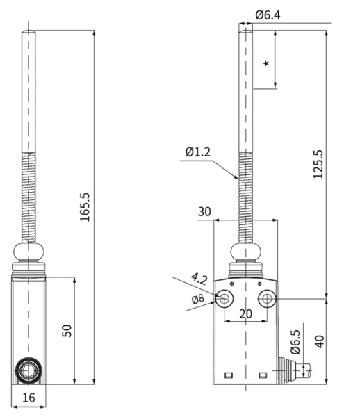 Выключатель концевой пружинный стержень IP67 C6N-168 IEK с метал. наконечником