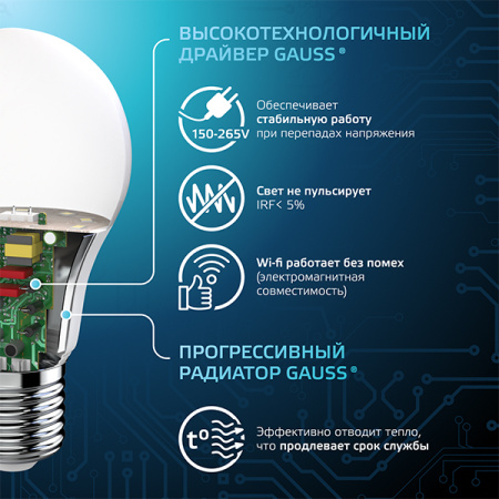 Лампа светодиодная Е27 12Вт 6500К 1200лм стандарт А60 матовая  Gauss Black
