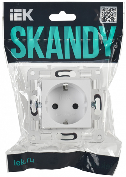 Сканди арктический белый розетка скрытая 1-мест заземление шторки быстрозажим. клем. IP20 б/к