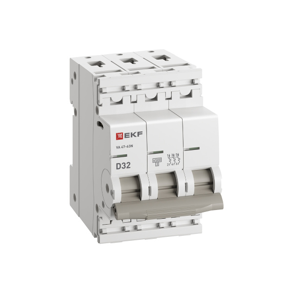Автомат 3Р 32А D 4,5кА ВА47-63N EKF PROxima