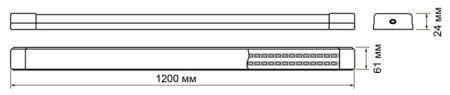 Светильник ДПО 4000К 1200*62*24мм призма 36Вт 3960лм IP20 PPO Jazzway сталь