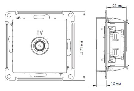 AtlasDesign шампань розетка TV оконечная скрытая 1-ая 